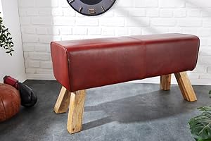 ‎INVICTA INTERIOR Invicta Interior riess-Ambiente Kultige Design Sitzbank Bock mit Echtleder Bezug 100cm Kult Schulsport Bank Turnbock-Optik Polsterbank Küchenbank