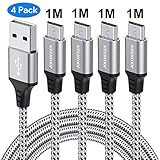 [Extrem Strapazierfähig]:Dieses Android Ladekabel hat eine praktische, stilvolle umweltfreundliche Nylon-Ummantelung,mit einer getesteten Lebensdauer von über 5500 Biegungen.4-Pack,1m,erfüllt Ihre Alltagsbedürfnisse,Sie können es im Büro,zu Hause,im Auto und draußen einsetzen.