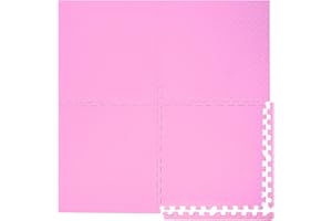 MaTvize Eva Gym Flooring Exercise Mats – (60x60cm) 1cm Thick, 4 Pcs Large Heavy Duty Interlocking, Non-Slip, Yoga Foam Floor Tiles Office, Home & Kids Play (Baby Pink, 4 Tiles (16 Square Feet))