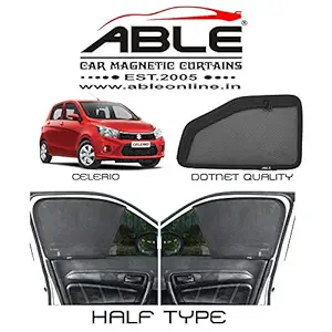 Able Dotnet Half Car Magnetic Sun Shade Curtains for Maruti CELERIO Set of 4