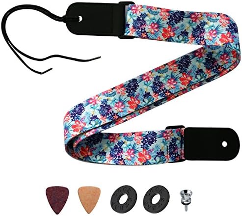 Ukulele strap Hawaii Style with Ukulele Picks + Strap Locks + Strap Button