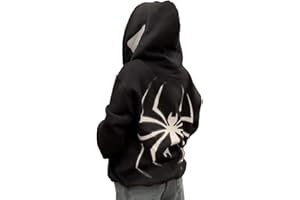 VOCHA Felpa con Cappuccio e Zip Spider Y2k Grunge Vintage Giacca Halloween Hunny