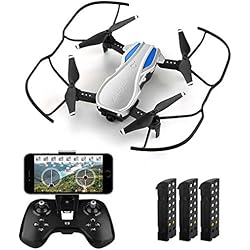 HELIFAR H1 Drone con cámara WiFi FPV 720P HD , RC Quadcopter RTF Altitude Hold, Drone Plegable con ángulo de cámara Ajustable, Sistema Estable 2.4G, Tiempo de Vuelo 36 Minutos con 3 baterías