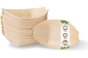 BIOZOYG 100x barquette alimentaire jetable en bois 11 cm - bol jetable naturelle et moderne - barquette frite, bol aperitif