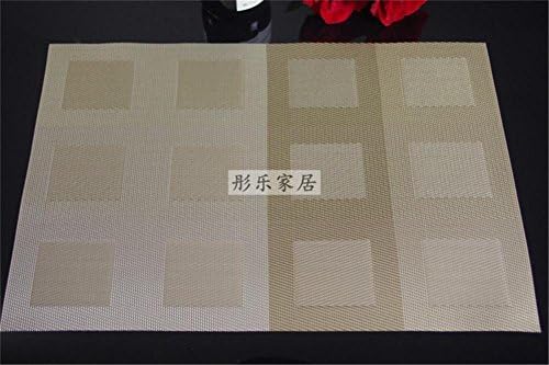 ZHUODIAN Placemat 4Pcs Table Mat Square Lattice Waterproof Placemat European Style Pvc Anti-Hot Insulation Pads Plate Bowl Cup Table Tableware Mats , Black Grey
