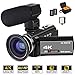 Price comparison product image ACTITOP 4K Camcorder, Video Camera 48 mp Full HD 1080P Wifi Ir Night Vision 16X Digital Zoom Video Camcorder with External Microphone, Wide Angle Lens, LED Video Light and Camera Bag