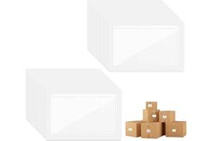 Abeillo Lot de 50 porte-cartes autocollants transparents avec ouverture sur le dessus pour organiser et protéger vos cartes d'index, photos, étiquettes de dossier (5 x 8 cm)