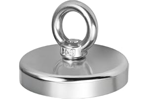 SOARFLY Aimant Neodyme Super Puissant, Aimant Puissant 115/72/39/17 kg Force de Traction, 6 cm/4,8 cm/3,6 cm/2,5 cm de Diamètre Aimant Peche pour Camping Aimant Rond Pêche à L'aimant (D25(25mm))