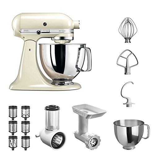 Preisvergleich Produktbild KitchenAid Küchenmaschine Artisan / 5KSM125E / STARTER PAKET inkl. Gemüseschneider, Fleischwolf und Standardzubehör / Dein Einstieg in die KitchenAid-Welt! (Creme)