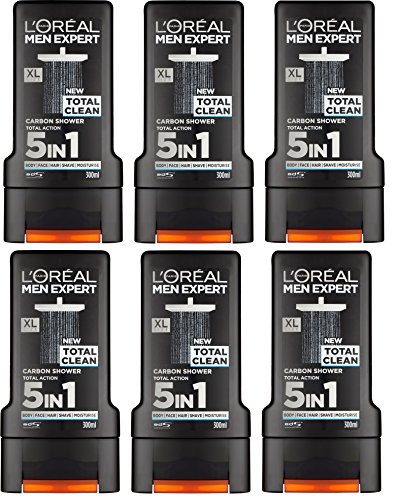 x6 L'Oreal Paris Men Expert 5 in 1 Total Clean Shower Gel 300ml
