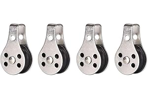 FURNRUBDEN 4 Pcs Sailing Pulley Stainless Steel Pulley Heavy Duty Pulley System for Washing Line/Sailboat/Gym Fitness, Loading Capacity 50kg