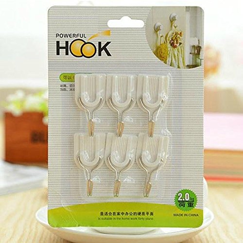 SwirlColor 6 Stück Self Adhesive Starke Sticky Hooks Starke Kleine weiße Kunststoffhaken - 3