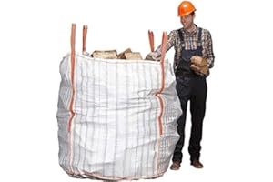 BIGBAGLAND 5 Stück Big Bag für Holz - Atmungsaktiver Big Bag holz 90x90x110 | Holz big bag für 1m³ | Ohne Holz, nur ein Sack | Holz transport | SWL 1500KG | Ideal als Brennholztasche