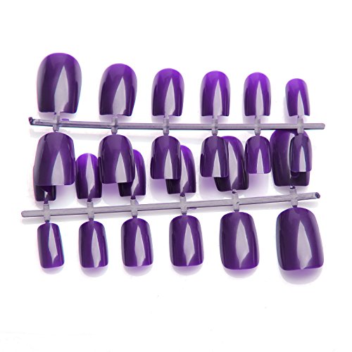 CellDeal Full Cover Short/Medium Coloured Flexi False Nails UK seller 24 purple