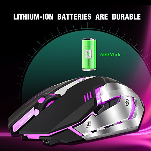 Recargable 2 4Ghz Rat  n para Gamer Inal  mbrico con 7 Colores Retroiluminado  bater  a de litio de 600 Mah 