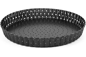 Alvinlite Moule à Tarte à Quiche, Moule à Tarte perforé avec Fond Amovible, Moule à Tarte Rond cannelé antiadhésif(8") Moule