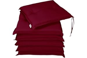 Detex® Ensemble de 6 Coussins Boston de Chaise de Jardin Rouge Coussin de siège de Jardin en Polyester intérieur extérieur