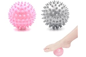 HZXINYI Palline da Massaggio 2 pezzi Palline da Massaggio a Riccio Per Riflessologia Massaggio a Punti Trigger Stress e Dolore Miofasciale Sport Lacrosse 7cm Rosa+Grigio