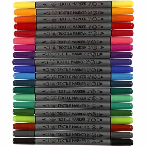 20 St. Textilmarker Stoffmalstifte Textil-Marker T-Shirt-Marker m. Doppelspitze - 2