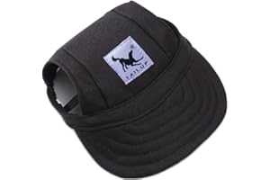 BT Bear Dog Hats,Casual Visor Pet Hats Dogs Baseball Sun Hats Sport Cap with Ear Holes and Chin Strap for Small Dogs Medium Dogs (Black,S)