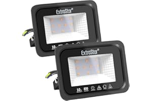 ‎EXTRASTAR EXTRASTAR 10W LED Strahler Außen 2 Stücke,800LM 3000K Warmweiß Superhell Außenstrahler, IP65 Wasserdicht LED Fluter, Außenlampe für Garten, Innenhöfe, Garage, Hotel, Sportplatz
