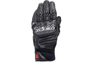 DAINESE - Carbon 4 Short Gloves, Guanti Moto Corti in Pelle, con Protezioni delle Nocche in Carbonio, Uomo, Nero/Nero, M