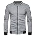 Produktbild Elecenty Herren Sweatjacke Stehkragen Bluse Reißverschluss Cardigan Übergangsjacke Winterjacke Männer Warm Mantel Pullover Sweatshirts Outwear Oberbekleidung Winterpullover Jacke (L, Grau)