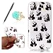 Produktbild Uposao Zubehör set Bling Soft Silikon TPU Hülle für Samsung Galaxy A5 (2017) Schutzhülle Etui Schale Schutz Backcover mit Crystal Bunt Strass Glitzer Lebendig Panda Muster Design ,Eingabestift Stylus Pen, Blau Blumen Staub-Stecker