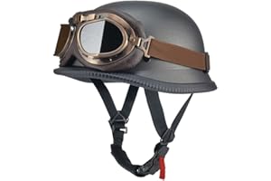 DIRERTYS Deutsch Helm Halboffenen Vintage Öffnen Motorradhelm Halb-Helm ECE-Zertifizierung Chopper Helm mit Sonnenbrille für Mopeds Cruiser Vintage Jet Helm Schnellverschlussschnallen M-XXL