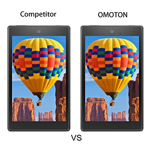 OMOTON Panzerglas Schutzfolie für Fire HD 8 [2016 Version] und Fire HD 8 ( 2015 version),9H Härte, Anti-Kratzen, Anti-Öl, Anti-Bläschen - 6