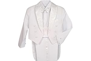 Lito Angels Smoking Costume Mariage Bapteme Ceremonie Enfant Garcon, Ensemble 5 Pieces (Blazer, Chemise, Ceinture, Noeud Papillon et Pantalon), Blanc/Noir/Bleu Royal