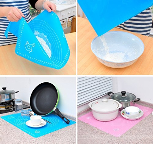 Seifenprofis® Rollmatte Backmatte XXL 65 x 45 cm (Blau) oder (Rosa) Silikon / Teigmatte / Hitzbeständige Arbeitsmatte für Fondant/ Ausrollmatte / Ausrollen Tortendeko Ausstecher Ausstechform Modellierwerkzeug mit Maßeinheiten Fondant Ausrollmatte Tortendekoration Modellierwerkzeug Marzipan Ausstecher (Rosa) - 6