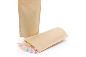 SumDirect 50 Stk Papier Beutel Kraftpapier mit Folie Ausgekleideten,Papiertütchen mit Boden für die verpackung von kaffee,tee lebensmittel (18x30CM)