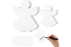 Harloon 100 Pcs Angle Paper Cutout 5.5" 3.5" Christmas Angel Accent Cut Outs Classroom Bulletin Board Decoration Xmas Craft Cutout with 100 Pcs Glue Point for Kids School (White)