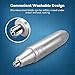 Nose Trimmer with Stainless Steel Dual-Edge Blades, Anjou Groomer for Nose, Ear and Facial Hair (Detachable Head, Washable Design, LED Light, 2 x AA Batteries for 90 Hours of Trimming per Battery) - Silver