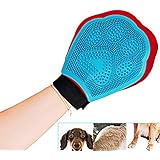 Easylifer Haustier Hund Pflege & Cat Grooming Pinsel Glove Mitt Brush - Entfernen von abgestorbenen Haare und Massage, Badehandschuh , für kurzes Haar, Langes Haar Hund, Katze und Pferd(Rot)