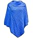 Womens Polo Neck Button Knitted Ponchos Wrap Shawl Jumper Top Plus Size (UK 24-26, ROYAL BLUE)