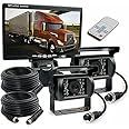Multibao Reversing Camera Kit，4 Pin 2x Waterproof 18LEDs Night Vision Reverse Rear View Camera with 2x Aviation Cables +12-24V 7" TFT LCD Car Monitor for Large Truck/Bus/RV/Trailer/Tractor/camper