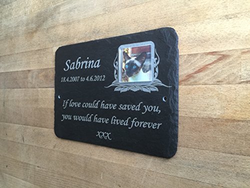 Beautiful-Natural-Slate-Photo-Memorial-28cm-x-18cm-Traditional-Rustic-Finish-New-Larger-Size