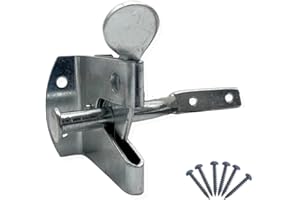 Tradeals 1 Pack Auto Gate Latch Heavy Duty Screws Automatic Garden Door Latches for External Doors Self Closing Locking Gate Catch (Silver, 1 Pack)