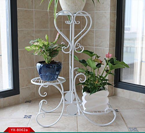 Flower racks Iron flower stand multilayer floor-standing flower pot modern minimalist bonsai frame green plant display stand Plant display stand ( Color : White )