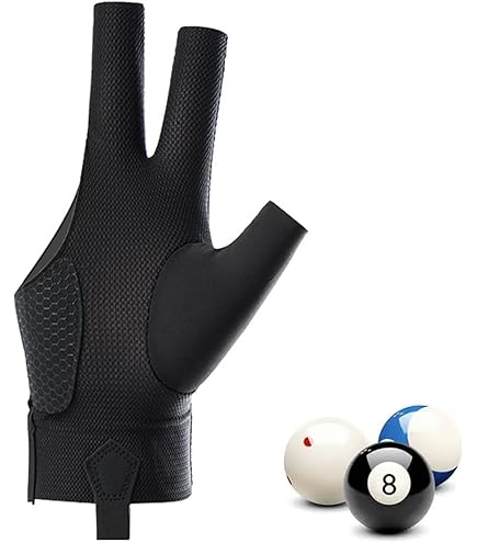 Tbest Biljarthandschoen Links Snooker Handschoen Linkerhand Biljart Pool, 3 Vinger Biljart Pool Snooker Keu Biljart Accessoires voor Mannen Vrouwen Volwassenen (M-Blauw
