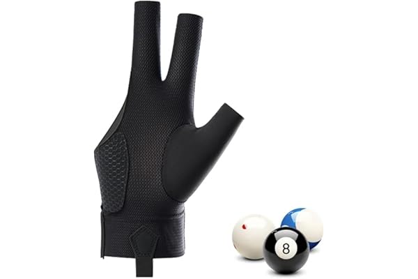 MIRKUZI Gants de billiard 1 pièce gant de queue de billard noir droit, gant de snooker, gant de billard à trois doigts, gant de billard, accessoires de billard professionnels droitier