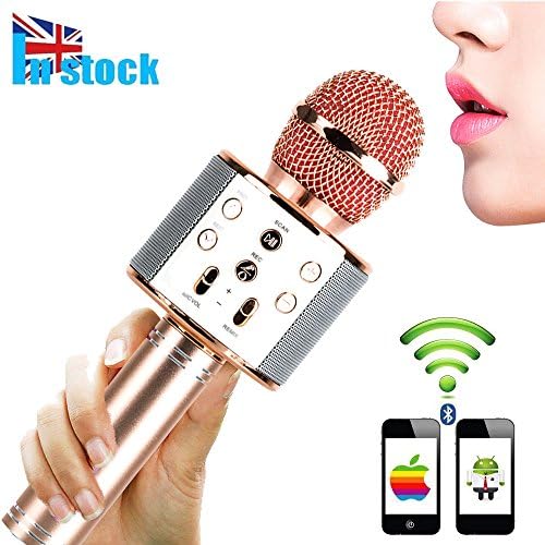 Bluetooth Karaoke Microphone, URPIRE Wireless Portable Handheld Microphone with Speaker for Singing Recording - Good for Home, KTV, Party - Compatible with Android and iOS