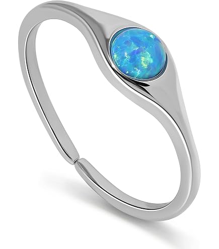 Anello in opale di fuoco blu di alta qualità in argento sterling