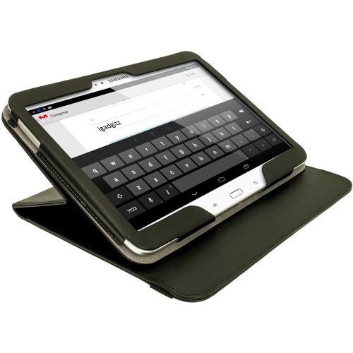 igadgitz 360° Drehbar Schwarz PU Ledertasche Hülle für Samsung Galaxy Tab 3 10.1″ GT-P5210 Mit Multi-Winkel Betrachtungs-stand + Auto Sleep/Wake + Displayschutzfolie - 8