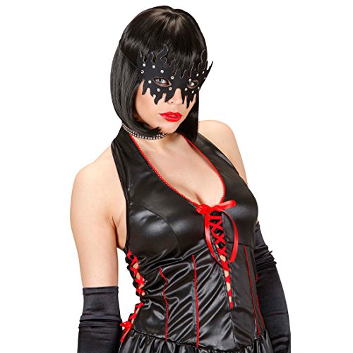 Domina Maske Sexy Dominamaske Lederoptik mit Nieten Fetisch Ballmaske Maskerade Augenmaske Callgirl Maskenball Faschingsmaske Callboy SM Karnevalsmaske Fetischmaske Striptease Mottoparty Accessoires Karneval Kostüm Zubehör