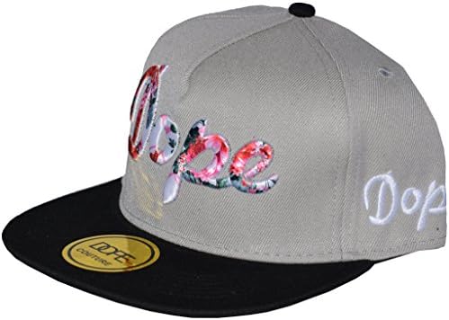 Official DOPE floral snapback hat. Adjustable size. (Grey)