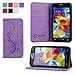 Price comparison product image COOVY® Cover for Samsung Galaxy S5 SM-G900F SM-G901F Neo SM-G903F case, wallet, card holder, magnet closure, standing function + screen protector | Design Flower | colour purple