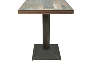 ‎HOMEWELL Homewell Esstisch, Quadratisch, Einbeinig, Geeignet für 4 Personen, Küchentisch, Esstisch, Wohnzimmertisch, Stehtisch, 60 x 60 x 75 cm, Braun (Vintage Blumenmuster)